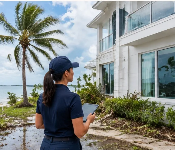 Property manager inspecting a South Florida home after a storm