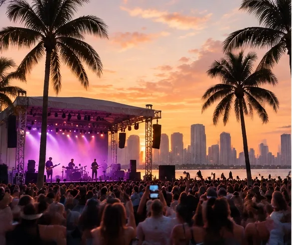 Outdoor concert in Miami at sunset