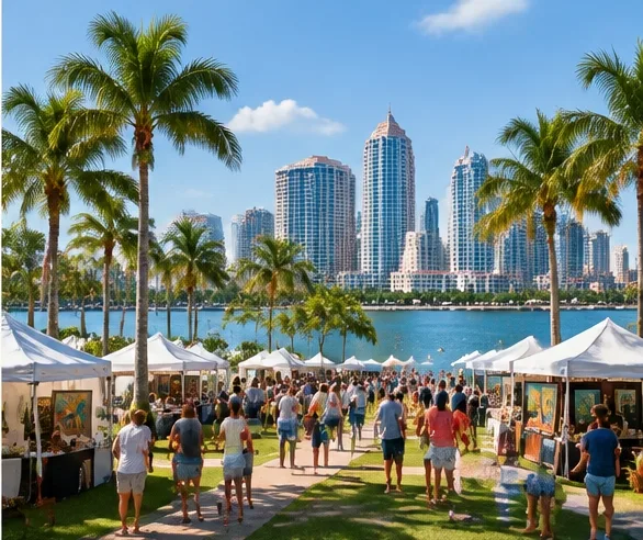 Outdoor cultural festival near the West Palm Beach waterfront